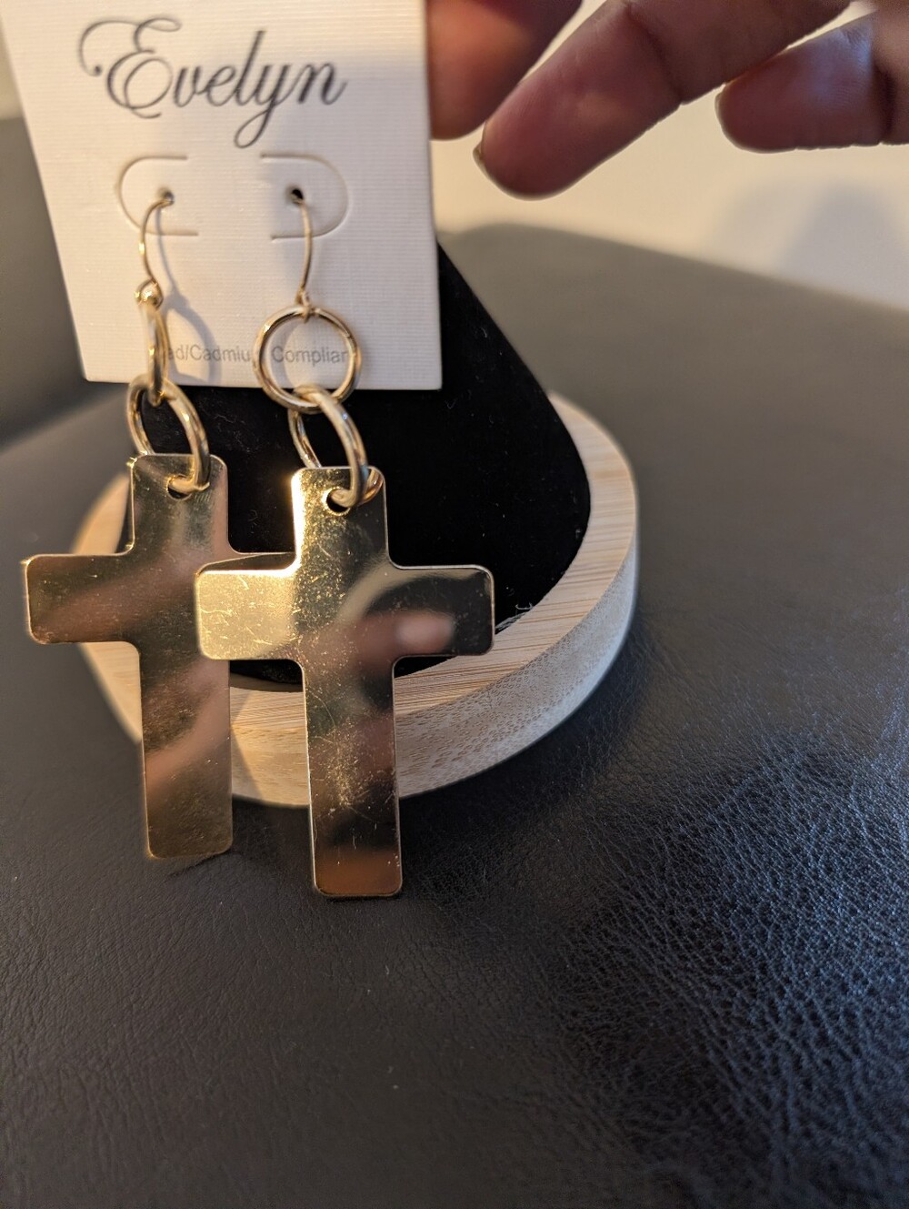 Gold Cross Drop Earrings